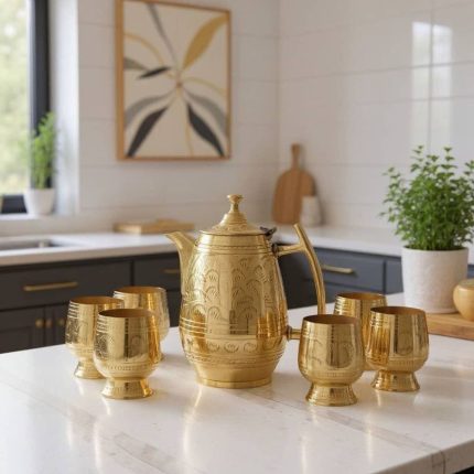 خرید پارچ و لیوان برنزی هندی