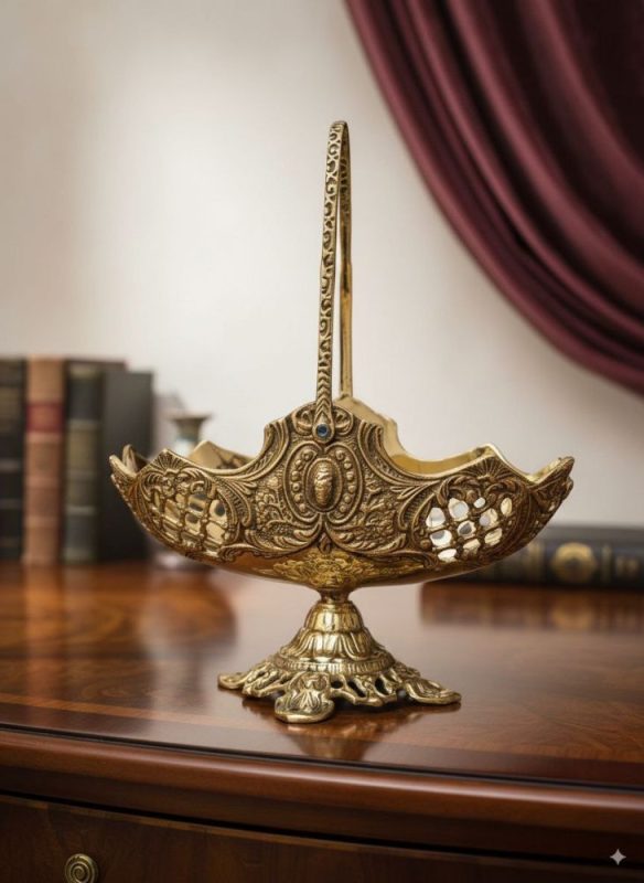 کشکول تمام برنزی سایز بزرگ دسته دار