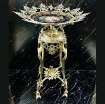 کنار سالنی 4 پایه عروسکی چینی ، ظرف تزیینی برنجی